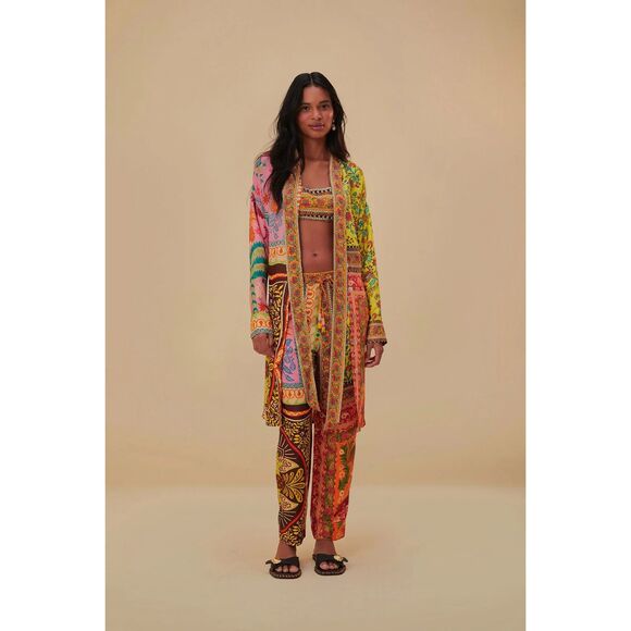 Farm Rio Mixed Scarves Pants - Picture 1 of 5